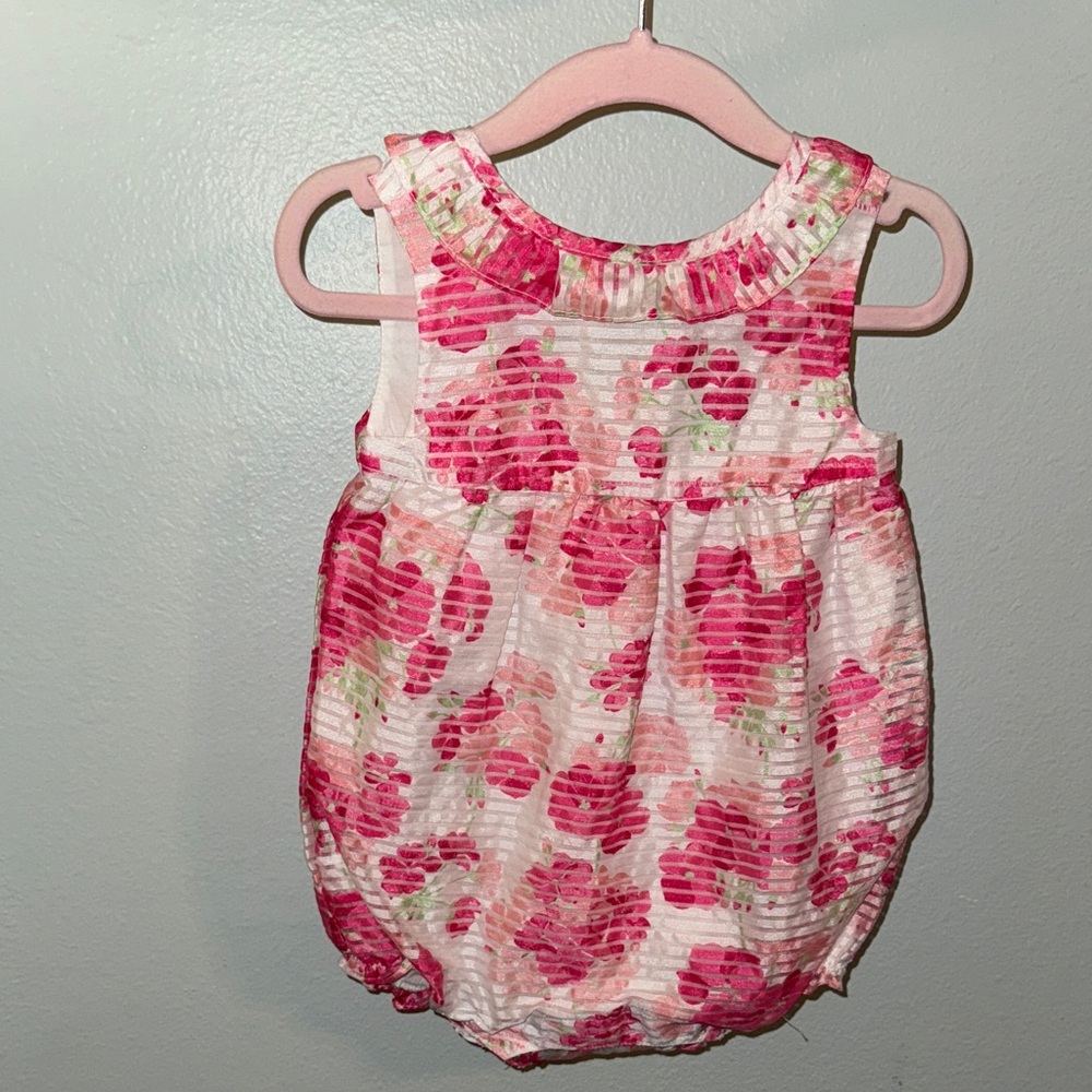 Gymboree Pink and White Floral Romper